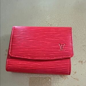 Louis Vuitton Pink/Red Epi Leather credit card holder.